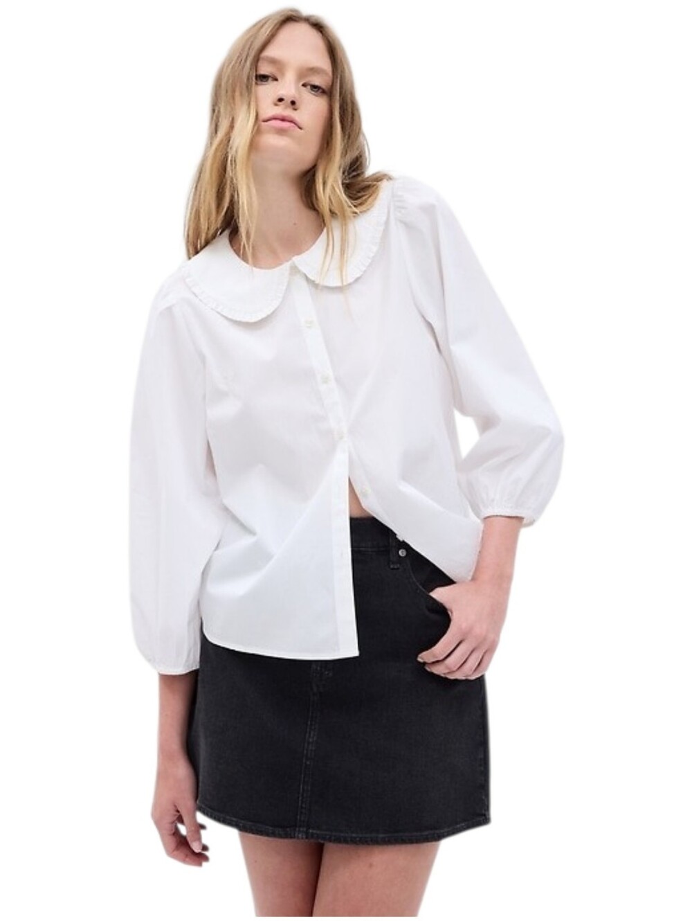 Gap NWT Organic Cotton Round Collar Shirt Size Large in New off White Retail $59